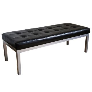 Salma Tufted Bench with Metal Legs, Black