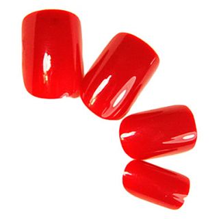 24PCS Red Pure Color French Full Cover Nail Tips