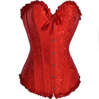 CAOJI Womens Sexy Red Strapless Corset and T back