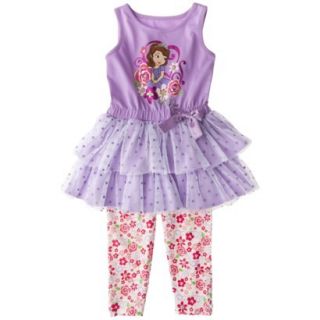 Disney Sofia the First Toddler Girls Sleeveless Tutu Dress and Floral Legging