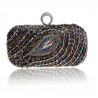 ONDY NewBeads Embroidery Leave Evening Bag (Black)