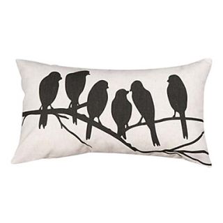 Modern Six Birds Polyester Decorative Pillow Cover