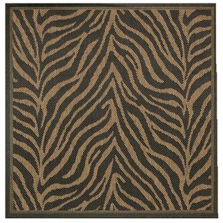 Recife Zebra Black Cocoa Square Rug (76 X 76) (BlackSecondary colors CocoaPattern ZebraTip We recommend the use of a non skid pad to keep the rug in place on smooth surfaces.All rug sizes are approximate. Due to the difference of monitor colors, some r