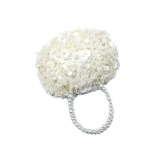 ONDY NewCompact Hand Beaded Evening Bag (White)