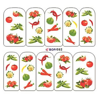 1x10PCS VegetableFruit Pattern Water Transfer Print Nail Art Sticker Decal