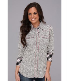 Roper 9047 60S Paisley Womens Long Sleeve Button Up (Gray)