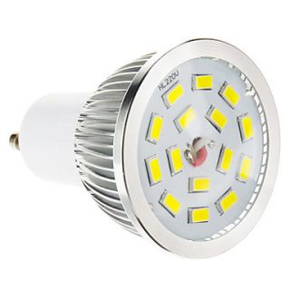 Dimmable GU10 1.5 6.5W 15x5730SMD 100 550LM 2700 3500K Warm White Light LED Spot Bulb (220 240V)