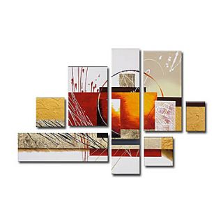 Hand painted Abstract Oil Painting with Stretched Frame   Set of 8