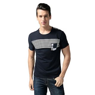 Bangni Mens All Match Casual Stripe Bodycon T Shirt