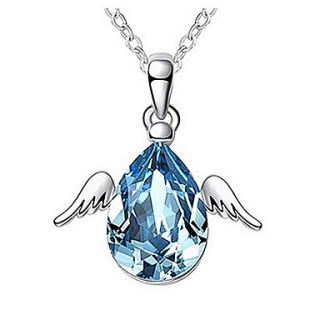 HoneyBaby Blue Gemstone Angle Wings Necklace
