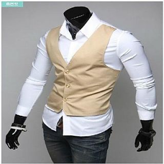 Mens Formal Wedding Shirt Top Blouse Fashion Trends Sportsman Fake Two Slim Leisure Long Sleeved Shirt