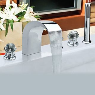 Contemporary Style Chrome Finish Stainless Steel Widespread Bathtub Faucets with Handheld Faucet