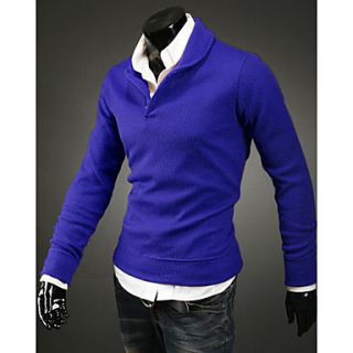 Aowofs Foreign Trade Clothes European Style Mens Long sleeve Knitwear(Blue)