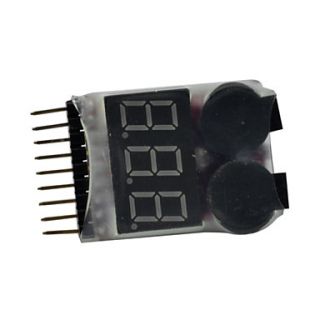 1 8S Voltage 2 in 1 Tester Lipo Lipo /Li ion/Fe Battery Low Voltage Buzzer Alarm for RC Helicopter
