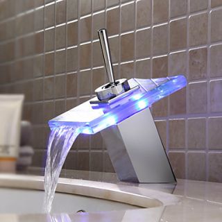 Sprinkle by Lightinthebox   Color Changing LED Waterfall Bathroom Sink Faucet (Glass Spout)