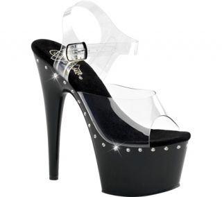Womens Pleaser Adore 708LS   Clear/Black PVC High Heels
