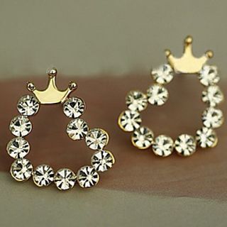 Fashion Diamante Heart Crown Studs