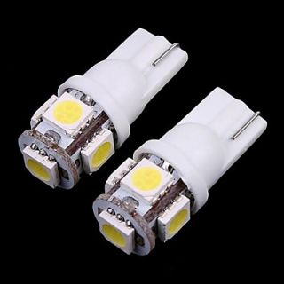 2 Pcs T10 White 5 5050 SMD LED Car Indicator Light Bulb
