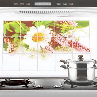 75x45cm Wild Chrysanthemum Pattern Oil Proof Water Proof Kitchen Wall Sticker
