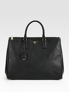 Prada Large Saffiano Top Handle Bag   Black