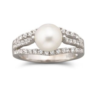 Cultured Freshwater Pearl & White Sapphire Ring, Womens
