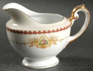 Meito Dover Creamer, Fine China Dinnerware   Red Border, Floral   Sprays