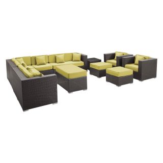 Modway Cohesion All Weather Wicker Sectional Set in Espresso   Seats 7   EEI 