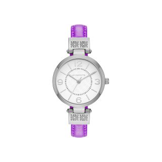 LIZ CLAIBORNE Icon Womens Purple Leather Strap Watch