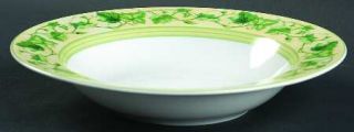 Waverly Gazebo Large Rim Soup Bowl, Fine China Dinnerware   Green Leaves & Vine,