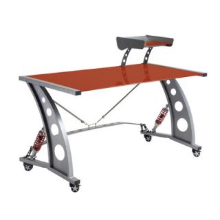 Pit Stop Furniture Racing Style Desk with Glass Top and Glass Spoiler Shelf P