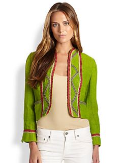 Ralph Lauren Blue Label Embroidered Cropped Jacket   Island Green