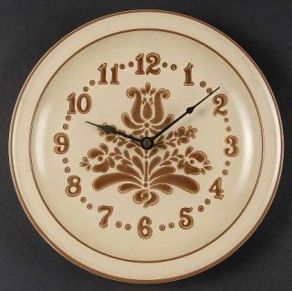 Pfaltzgraff Village (Made In Usa) Clock Plate, Fine China Dinnerware   Brown Des