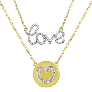Diamond Addiction Diamond Accent Mini Love and Heart Necklace Set, Womens