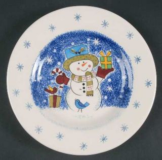 Studio Nova Frosty Snowman Salad Plate, Fine China Dinnerware   Snowman,Trees,Bi