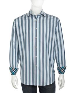 Stripe Wallpaper Sport Shirt, Turquoise