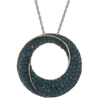 Blue Crystal Circle Pendant Sterling Silver, Womens