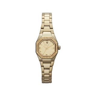 RELIC Auburn Womens Gold Tone Crystal Accent Octagonal Watch