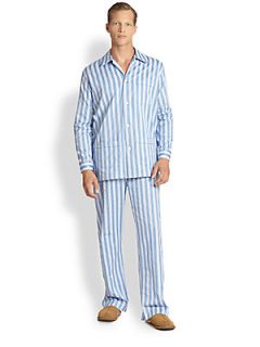 Derek Rose Mayfair Pajama Set   Blue
