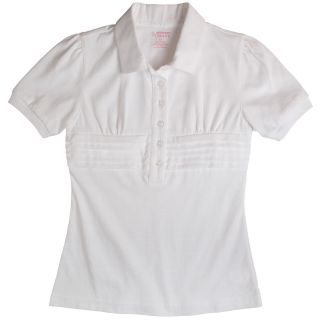 French Toast Tucked Polo Shirt   Girls 7 16, White, Girls