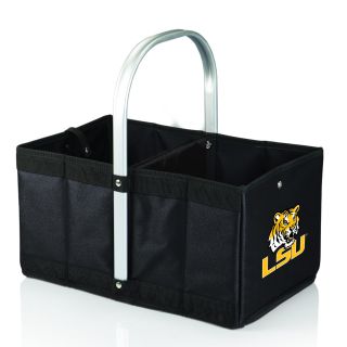 Louisiana State University Tigers Black Urban Picnic Basket (Black/ University of Louisiana State University logoOpen 8.5 inches high x 9.5 inches wide x 15.8 inches longFolded 15 inches high x 2.3 inches wide x 10 inches long )