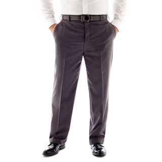 Stafford Travel Flat Front Suit Pants   Portly, Grey, Mens