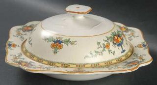 Crown Ducal A1476 (Round/Scalloped) Round Covered Butter, Fine China Dinnerware