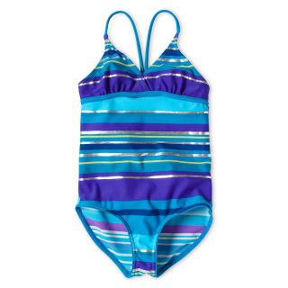 JOE FRESH Joe Fresh Foil Striped One Piece Swimsuit Girls 4 14, Green