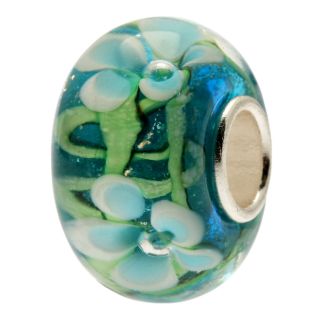 Forever Moments Turquoise Flowers Glass Bead, Womens
