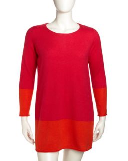 Cashmere Colorblock Dress, Womens, Tulip/Mercury