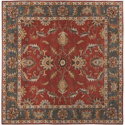Hand tufted Coliseum Rust Traditional Border Wool Rug (99 Square)
