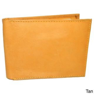 Hollywood Tag Cowhide Leather Thin Bi fold Wallet