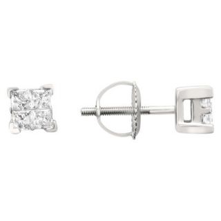 1/2 CT.T.W. Princess cut Composite Set Diamond Screw Back Stud Earrings in 14K