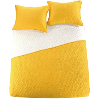 Trellis Brights Coverlet Set, Yellow/White, Girls