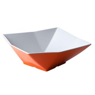 Tablecraft Angled Square Bowl, 13x4.5 in, Melamine, White/Orange